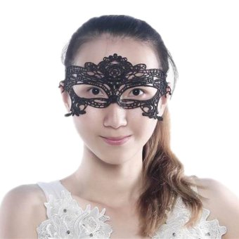 Eozy Halloween Masquerade Masks Half Face Eyepatch Hollow Dance Party Nightclub Women Female Lady Girl Sexy Lace Mask (Black)