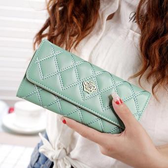 Wanita dompet wanita kulit kopling panjang PU tas dompet pemegang kartu ba004 - Aquamarine - International