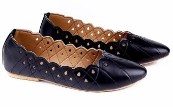 Garucci GBK 6112 Sepatu Flat Shoes Wanita - Sintetis - Cantik (Hitam)
