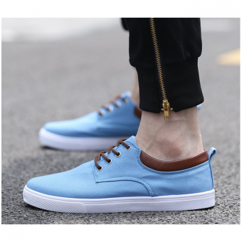 QQ JOY Men's casual shoes canvas shoes student Light blue - intl