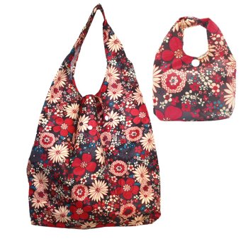 Vococal Floral Pattern Waterproof Foldable Reusable Bag (Red)