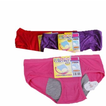Celana Dalam Wanita Menstruasi ukuran Dewasa 1 Set (3pcs) Merah, Ungu, Grey