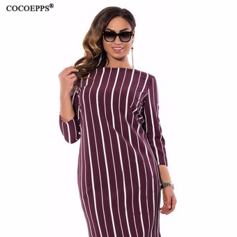 COOEPPS Striped Autumn summer women dresses big sizes NEW 2017 plus size women clothing Straight dress Casual Work Office dress - intl