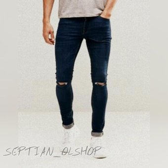 SR_Cloth Celana Jeans Pria Sobek Ripped Premium Blue Black