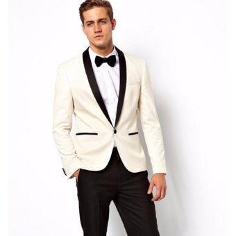 jas pria formal putih model kerah tuxedo