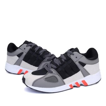 Men and Women's Couple Platform Increase Running Sneakers Fashion Lace Up Color Blocking Mesh Breathable Adidas Sports Shoes(Black) - intl