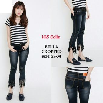 168 Collection Celana Belia Cropped Rumbai Jeans Pant-Hitam