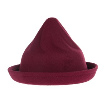 GEMVIE Autumn Winter British Style Baby Hat Narrow Brim Pointed Fedora Jazz Hat Kids Sunbonnet (Wine Red) - intl