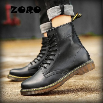 ZORO Men Boots Genuine Leather Ankle Autumn Winter Boots Luxury Designer Dress Boots Waterproof Boots (Black) - intl