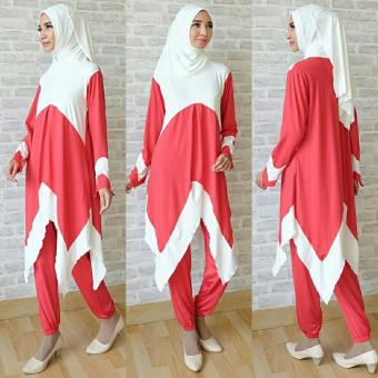 Trend Baju - Stelan Jogger Pashmina Uk L - Merah