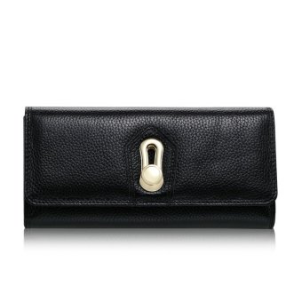 Munoor Genuine Cow Leather Woman Purses Fashionable Walet for Money Clip Holder (Black) - intl