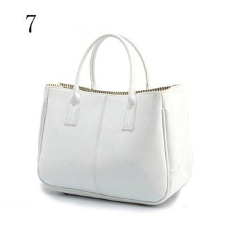 Broadfashion Women's Fashion Faux Leather Satchel Bag Tote Handbag Single Shoulder Bag (White) - intl