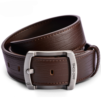 Men's fashion leather belt Youth all-match cowhide belt business casual belt 125CM-Brown - intl