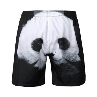 Jiayiqi Beach Surfing 3D Print Panda Pattern Quick Dry Shorts For Men - intl
