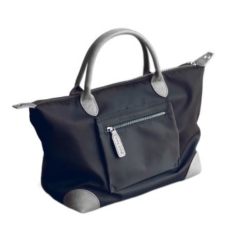 360DSC Womens Waterproof Nylon Tote Shoulder Bag Handbag with Crossbody Strap - Black + Grey- INTL
