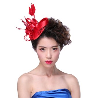 EOZY Fashion Lady Girl 's Headwear Feather Hair Accessories For Bridal Wedding Photography Banquet (Red) - Intl