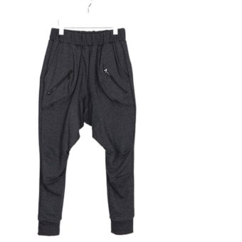 Yazilind Men Dark Grey Casual Sportswear Trousers Harem Pants Baggy Slacks Jogger Dance Sweatpants Size L