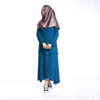 Aooluo Design Summer Malaysia Muslimah Wear Chiffon Muslimah Dress (Navy Blue) - intl