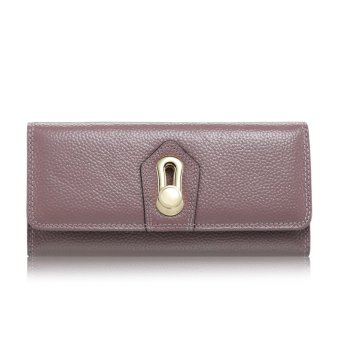 Munoor Genuine Cow Leather Woman Purses Fashionable Walet for Money Clip Holder (Purple) - intl