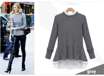 Women Lady Stretch Soft Knitted Sweater grey color - intl
