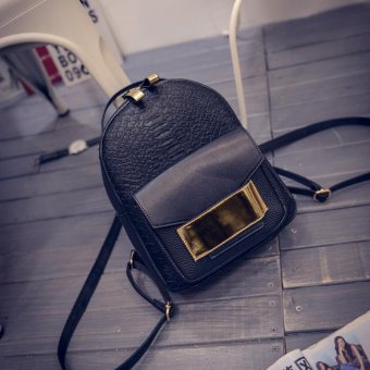 New Snake PU Leather Women Backpack Female Fashion Rucksack Brand Designer Ladies Back Bag High Quality School Bag (Black) - intl