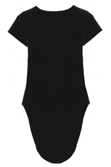 ETOP Stylish Ladies Women Fashion Sexy Short Sleeve Side Split Asymmetric Dress S-XL (Black)