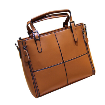 360DSC Joint PU Leather Handbag Tote Bag Crossbody Bag Shoulder Bag Womens Bag - Cross Joint (Brown)- INTL