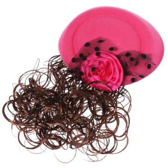 Eozy Vogue British Floral Wig Hairpin Baby Net Retro Party Flower Children Side Cap Clips Lady Airline Stewardess Caps Rose Barrette Yarn Hairpiece Hair Clip(Red) (Intl)