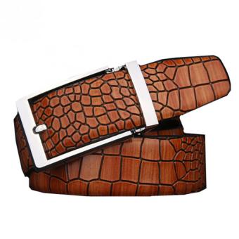 New Style Man's Business Belt Genuine Cowhide Leather Crocodile Grain Waisebelt MBT1601-4 - Intl