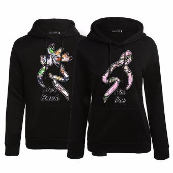 Fancyqube New Chic High Quality Men's Fashion Printing deer Male Casual Men Sweater Hooded Black - intl
