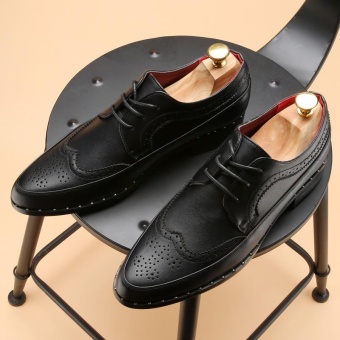 ZORO Luxury Brand Vintage Genuine Leather Shoes Men's Oxford Shoes Handmade Party Wedding Dress Shoes (Black) - intl