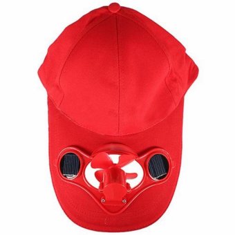 Summer Outdoor Solar Sun Power Hat Cap Cooling Cool Fan for Golf Baseball Sport (Red) - intl