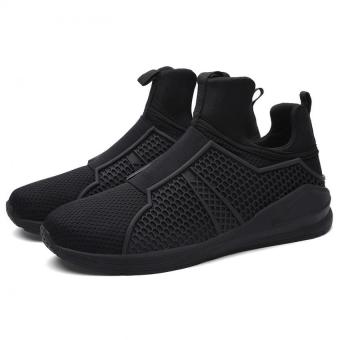 AD NK FASHION Men Fashion Mesh Breathable Flat Sneakers(Black)AK023 - Intl