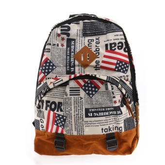 Retro Unisex Flag Printing Canvas School Bag Backpack Rucksack Travel Bag - Intl - intl
