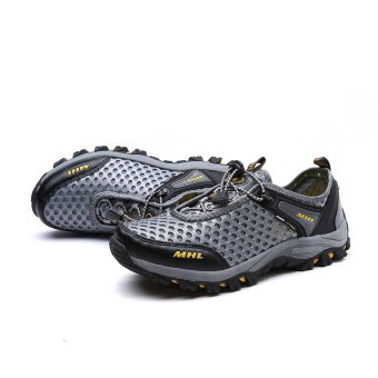 Couple Mesh Hiking Shoes 2017 Summer Women/Man Casual Flat Shoes Jogging Fashion Brand Walking Shoes Ms Leisure Breathable Mesh Tenis Comfortable Shoes(grey) - intl