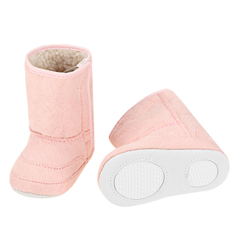 Cyber Arshiner Cute Newborn Unisex Baby Fleece Bootie Casual Solid Anti-Skid Soft Warm Short Snow Boot ( Pink )