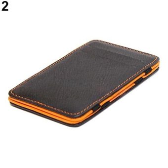 Broadfashion Men's Fashion Faux Leather Magic Credit Card ID Money Clip Slim Wallet (Orange) - intl