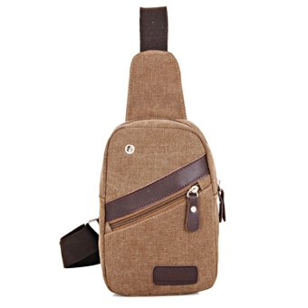 360DSC Sporty Fashion Multifunctional Canvas Chest Pack Satchel Shoulder Bag Crossbody Bag with Earphone Hole for Men - Coffee