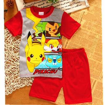 'Kisnow 1-10 Years Old Boys'' 85-135cm Body Height Cotton Short Pant + T-shirts(Color:as Main Pic) - intl'