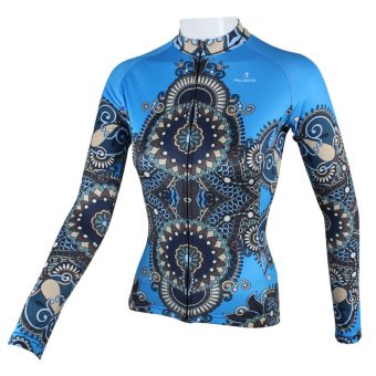 Women's Bicycle Cycling Jersey Sport Top Long Sleeves Shirt Blue - INTL