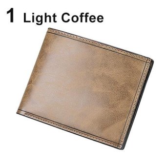 Broadfashion Men Faux Leather Bifold Purse Card Coin Holder Wallet Ultra-thin Clutch Billfold (Light Coffee) - intl