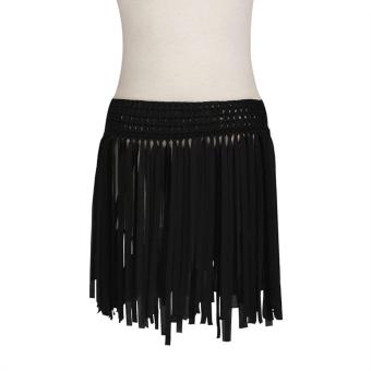 JNTworld Woman Bikini Smock Tassel Skirt Dress Summer Beach Dress Bikini Blouse Bikini Cover(Black) - intl
