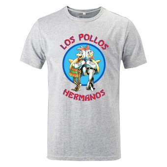Cosplay Men's AMC Breaking Bad Los Pollos Hermanos Flag T-Shirt (Grey)