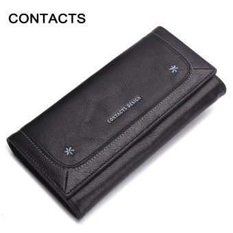 Prospek desain merek dompet panjang kulit asli wanita perempuan Fashion Oranizer kopling dompet dengan pemegang kartu ritsleting tas telepon - International