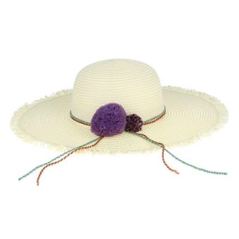 GEMVIE Women New Fashion Summer Straw Hat Wide Brim Sunscreen Hat (White) - intl