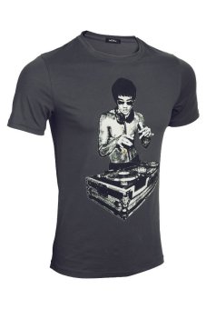 Cosplay Men's Bruce Lee 50/50 DJ T-shirt (Dark Grey)