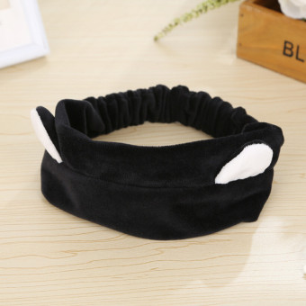 4ever 1pcs Cute Cat Ears Soft Headband Headwear for Washing Face or Dressing Up (Black) - Intl