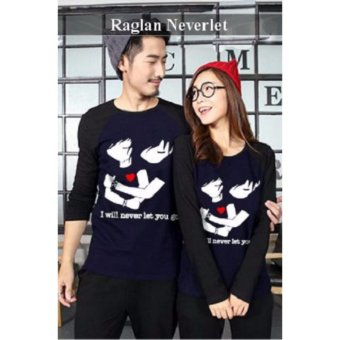 Distributor Baju Online - Kemeja Couple Murah - Baju Couple Raglan NeverLet