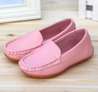 Fashion Boys and Girls Leisure Shoes Beanie Shoes Lovely Solid Princess Soft Bottom Shoes Pink - intl