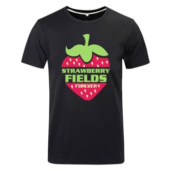 Cosplay Men's The Beatles Strawberry Fields Forever T-Shirt (Black)